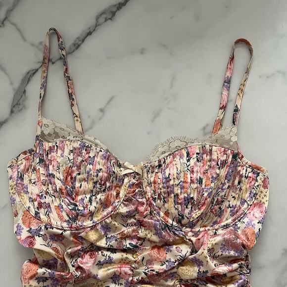 For Love and Lemons Gardenia floral Mini Dress Sz Large Cottage Core coquette - Picture 6 of 9